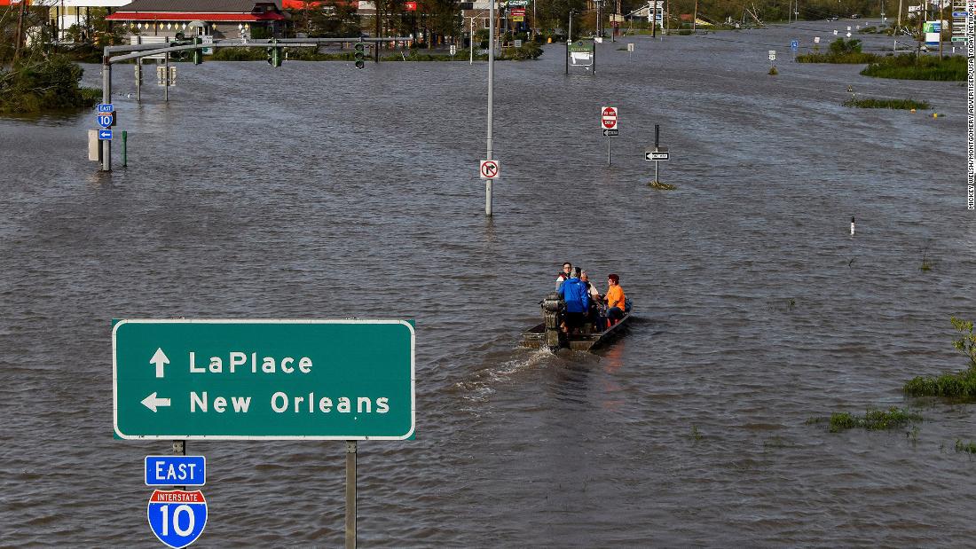 The highway is flooded near LaPlace, Louisiana, on Monday.