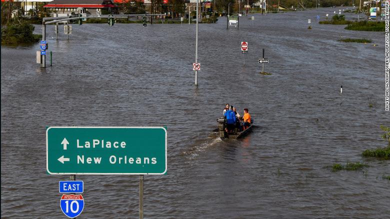 Highway 51 was flooded on Monday by Hurricane Ida near LaPlace, Louisiana