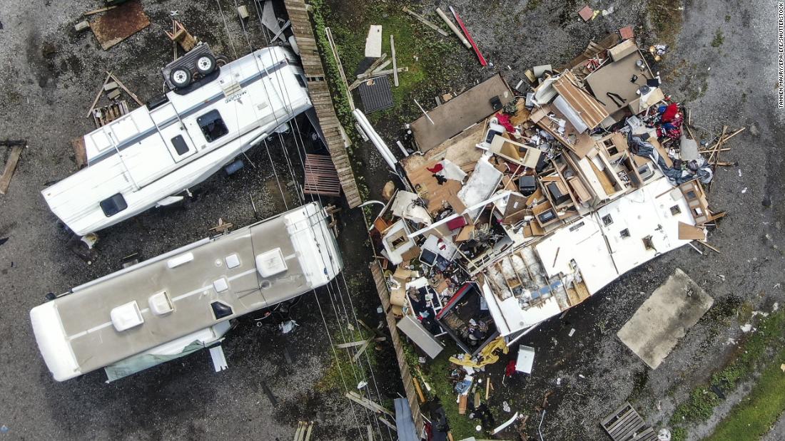 An aerial photo shows the aftermath of Hurricane Ida in LaPlace, Louisiana, on Tuesday, August 31.