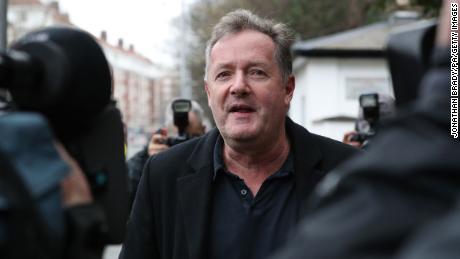 Piers Morgan speaks to reporters outside his home in Kensington, central London, the morning after it was announced by broadcaster ITV that he was leaving as a host of Good Morning Britain.