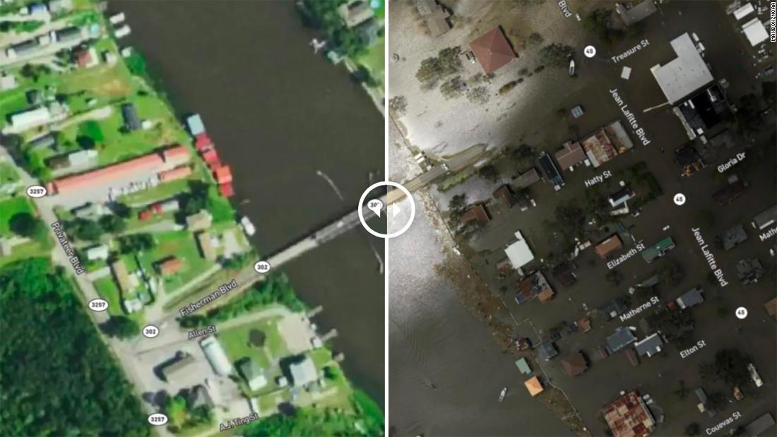 Before-and-after aerial images show devastation left by Ida in Louisiana
