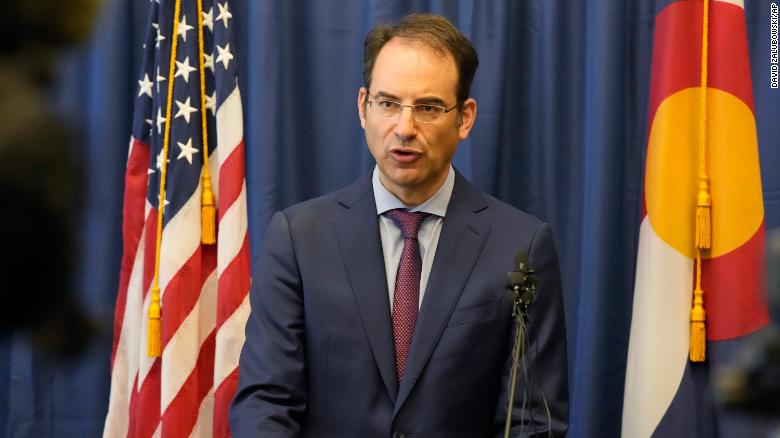 Colorado Attorney General Phil Weiser talks about a grand jury investigation into the death of Elijah McClain during a news conference on Wednesday in Denver.