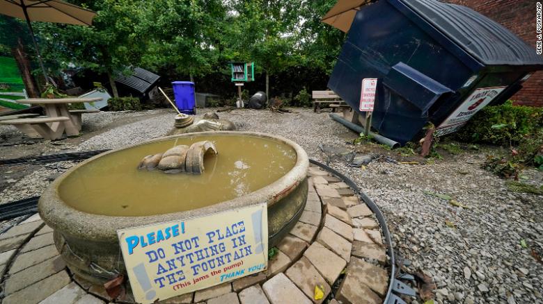 Debris litters a park in Oakdale, Pennsylvania, on September 1.