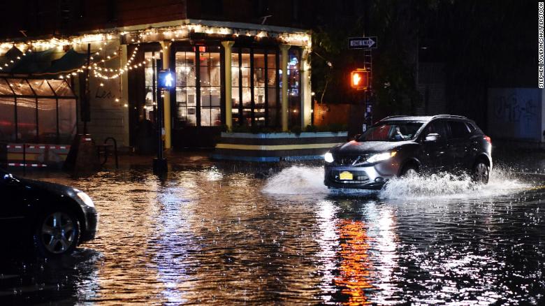 Storm Ida causes flooding in the Ditmas Park neighborhood of Brooklyn, New York City, on Wednesday. 