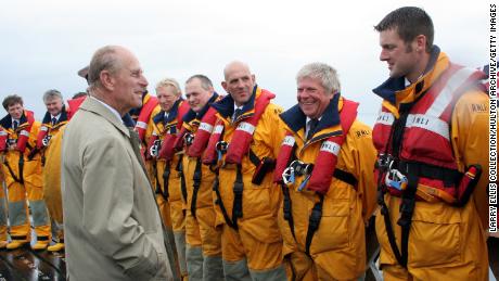 Prince Philip with members of the RNLI in 2008. 