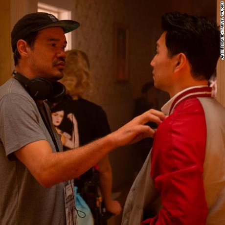 Destin Daniel Cretton directs Simu Liu on the set of &quot;Shang-Chi and the Legend of the Ten Rings.&quot;