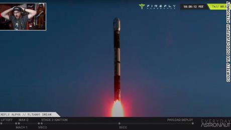 Firefly&#39;s 100-foot-tall Alpha rocket launched from Vandenberg Space Force Base in California Thursday evening shortly before exploding. 