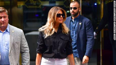 Former first lady Melania Trump leaves Trump Tower in Manhattan on July 7 in New York City. 