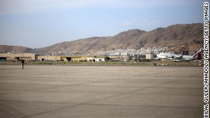 A Qatar Airways plane departs Kabul airport shortly after landing on September 3.