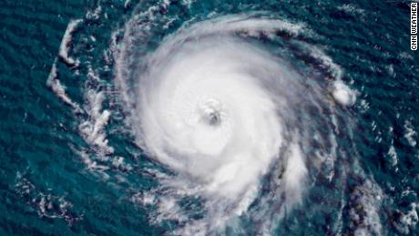 Hurricane Larry is shown on satellite imagery in September 2021.
