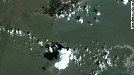 An oil slick is shown on September 2 south of Port Fourchon, Louisiana.