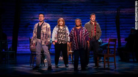 Caesar Samayoa, Sharon Wheatley, Q. Smith and Tony LePage in &quot;Come From Away.&quot;