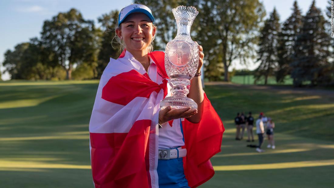 Emily Pedersen teases boyfriend and Team USA caddie after Solheim Cup victory