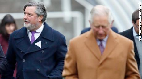 Michael Fawcett, former servant of Prince Charles and current chief executive officer of the Prince Foundation (L), accompanies Prince Charles at Ascot Racecourse in England on November 23, 2018.