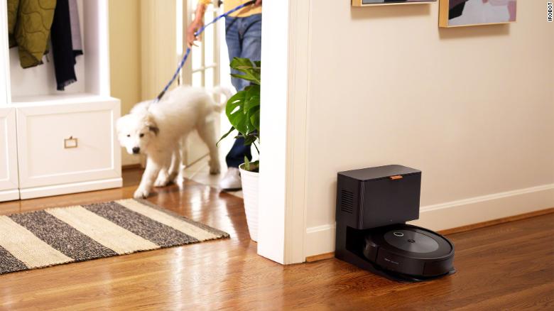 The Roomba j7+ uses artificial intelligence to avoid pet poop and cords from electronics.