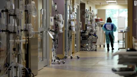 A hallway in the Covid-19 intensive care unit at Appalachian Regional Healthcare in Hazard.