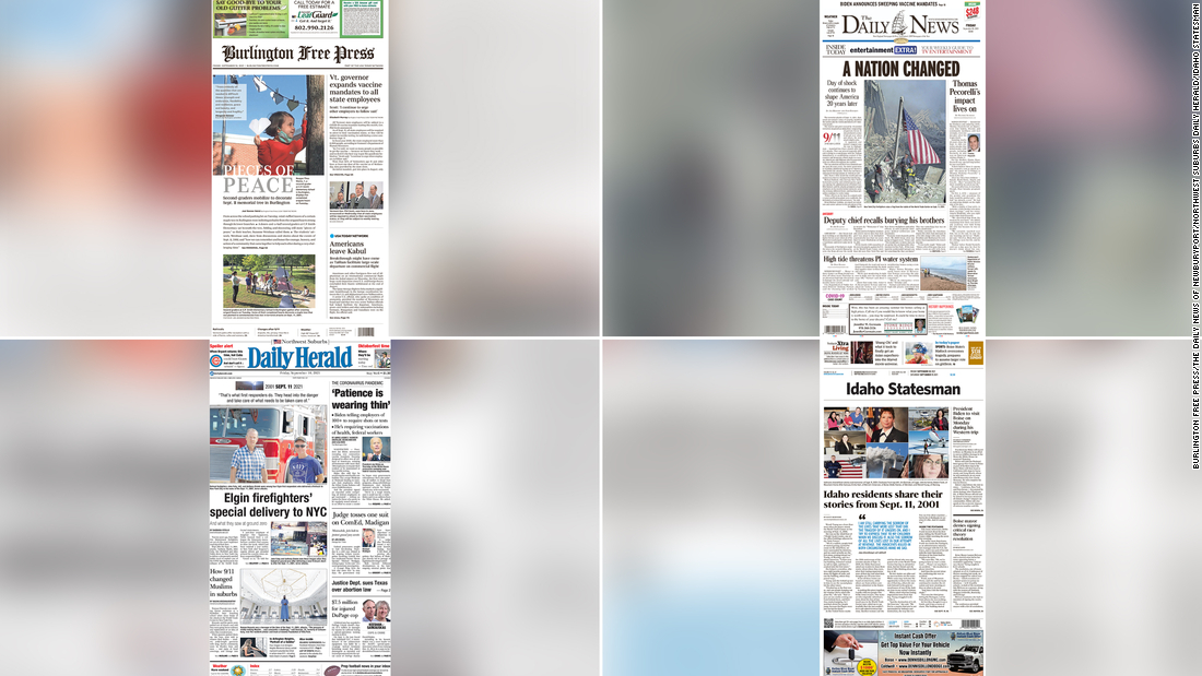 September 11 affected the entire nation. Here's how local newspapers are covering the 20th anniversary