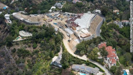 Early construction of the mega mansion built by Nile Niami, in Bel Air, California in May 2015. 