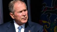 Former US President George W. Bush speaks during a 9/11 commemoration at the Flight 93 National Memorial in Shanksville, Pennsylvania on September 11, 2021. - America marked the 20th anniversary of 9/11 Saturday with solemn ceremonies given added poignancy by the recent chaotic withdrawal of troops from Afghanistan and return to power of the Taliban. (Photo by MANDEL NGAN / AFP) (Photo by MANDEL NGAN/AFP via Getty Images)