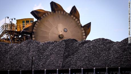 A pile of coal at the Port of Newcastle in New South Wales, Australia, on October 12, 2020.