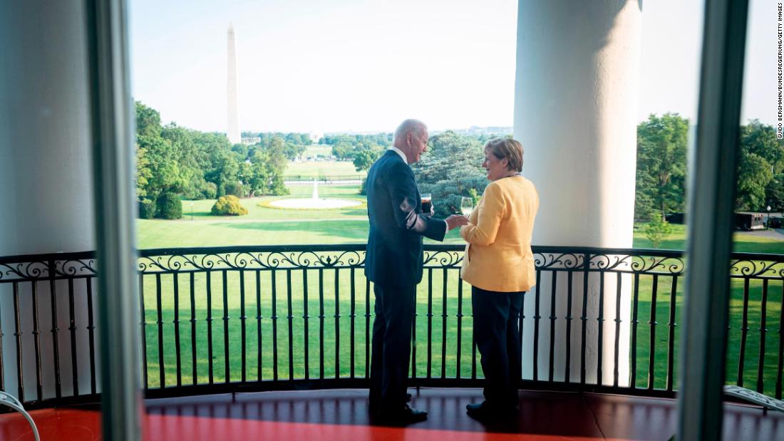 Merkel meets with US President Joe Biden at the White House in July 2021.