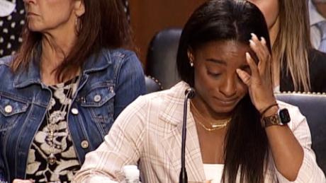 Simone Biles testifying to the Senate Judiciary Committee regarding the FBI&#39;s handling of sexual abuse claims against former USA Gymnastics team doctor Larry Nassar.