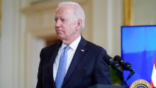 President Joe Biden, listens as he is joined virtually by Australian Prime Minister Scott Morrison and British Prime Minister Boris Johnson, to speak about a national security initiative from the East Room of the White House in Washington, Wednesday, Sept. 15, 2021.