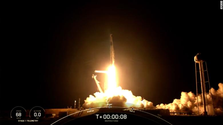 A SpaceX rocket carries the first-ever all-tourist crew into orbit.