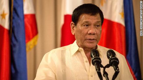 Philippine President Rodrigo Duterte at a news conference at the Malacanang Palace in Manila on January 12, 2017.