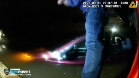 Footage from the officer&#39;s body-worn camera shows how high the water had risen when they reached the driver.