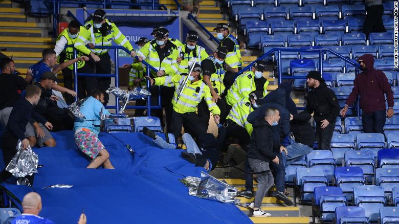 Multiple arrests made as fans clash around Leicester City’s Europa League match against Napoli