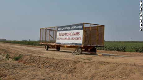 Signs about the drought are seen along highways in the Central Valley.