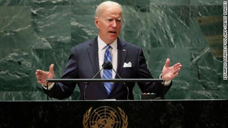 US President Joe Biden addresses the 76th Session of the UN General Assembly on September 21, 2021 in New York. (Photo by EDUARDO MUNOZ / POOL / AFP) (Photo by EDUARDO MUNOZ/POOL/AFP via Getty Images)