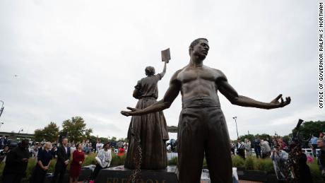 The unveiling of the Emancipation and Freedom Statue in Richmond, Virginia, on September 22. 