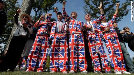 Fans cheer for Europe&#39;s Ian Poulter on the fourth hole during a practice round at the Ryder Cup in 2012. 
