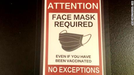 Face masks were required at the Vax to School teen clinic, even for the vaccinated.