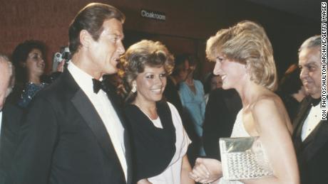 And in 1983, Diana met actor Roger Moore and his wife Luisa at the premiere of &quot;Octopussy.&quot;