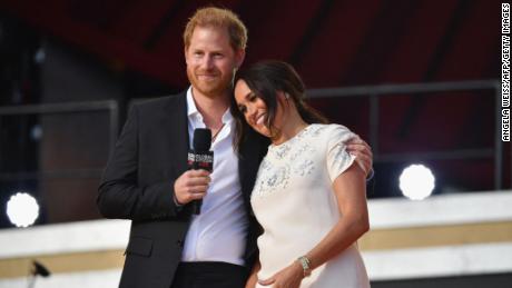 Harry and Meghan during the 2021 Global Citizen Live festival at the Great Lawn, Central Park on September 25