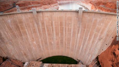 The Glen Canyon Dam was built on the Colorado River near Page, Arizona, to create Lake Powell in the 1960s.