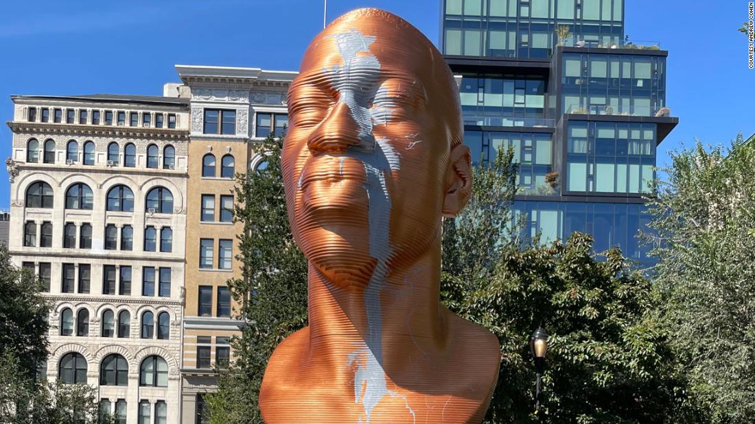Bronze bust of George Floyd defaced at New York City's Union Square