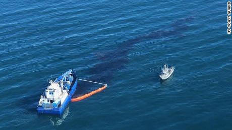 The breach occurred about 5 miles off the coast of Huntington Beach in Orange County.