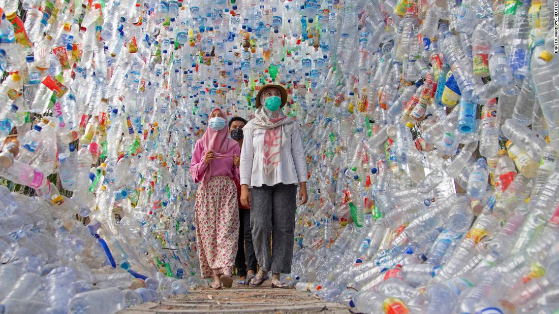 Indonesian museum made from plastic bottles, bags highlights marine crisis