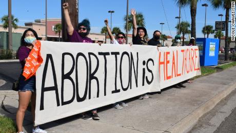 Several abortion rights groups, including Frontera Fund, Lilith Fund and South Texans for Reproductive Justice, held a call to action demonstration in McAllen, Texas, on October 2.