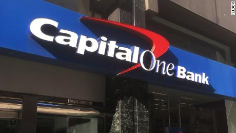 capital one bank exterior sign on street