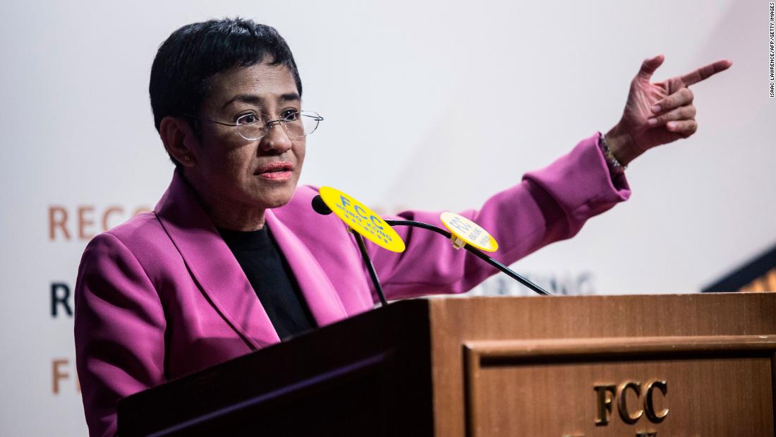 Nobel winner Maria Ressa vows to fight for facts and the rule of law
