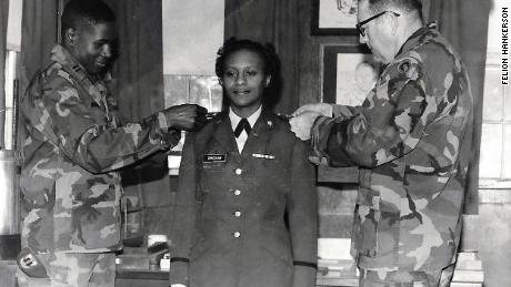 Gwen Bingham at her promotion ceremony to Captain. 