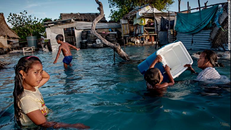 The people of Kiribati have been under pressure to relocate due to sea level rise. Each year, the sea level rises by about half an inch. Though this may not sound like much, it is a big deal considering the islands are only a few feet above sea level, which puts them at risk of flooding and sea swells. 