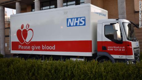 NHS Blood Donation Service lorry outside Christ the Cornerstone Church in Milton Keynes.
