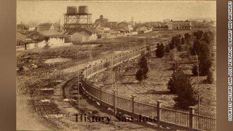 A park near San Jose's Chinatown in 1887.