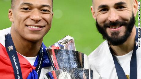 Mbappé (left) and Benzema scored for France.